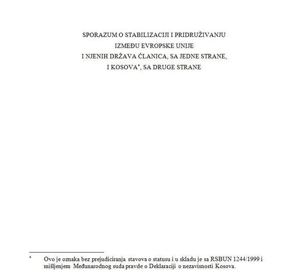 Скриншот документа Споразум о стабилизацији и придруживању који је Приштина потписала са Бриселом (на српском језику) Скриншот документа Споразум о стабилизацији и придруживању који је Приштина потписала са Бриселом (на српском језику) - Sputnik Србија