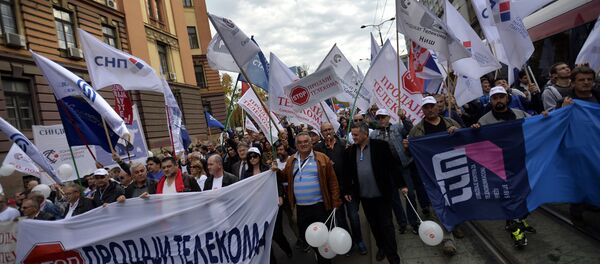 Protest protiv prodaje Telekoma Protest protiv prodaje Telekoma - Sputnik Srbija