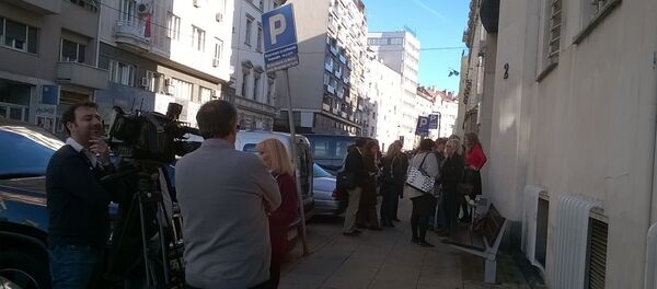 Протест радника испред зграде Танјуга - Sputnik Србија