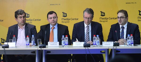 Analitičar i glavni urednik internet portal Vidovdan Branko Radun, politički analitičar Dragomir Anđelković, ruski ambasador u Srbiji Aleksandar Čepurin i predsednik Centra za međunarodni razvoj i saradnju Stevica Deđanski - Sputnik Srbija