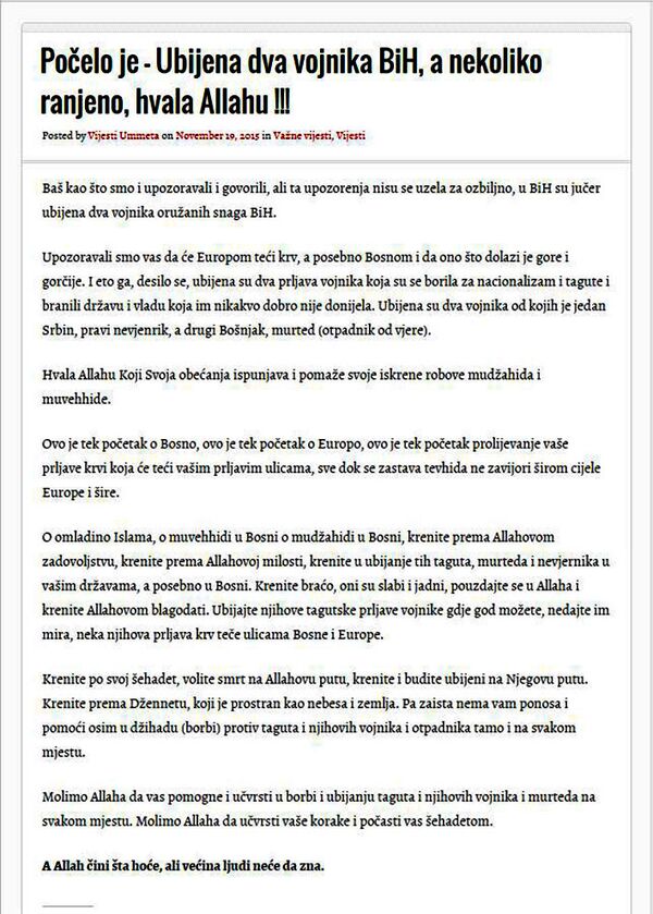 Текст објављен на сајту vijestiummeta.wordpress.com - (скриншот) Текст објављен на сајту vijestiummeta.wordpress.com - (скриншот) - Sputnik Србија