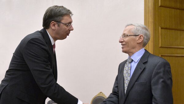 Premijer Srbije Aleksandar Vučić i ambasador SAD u Beogradu Majkl Kirbi - Sputnik Srbija