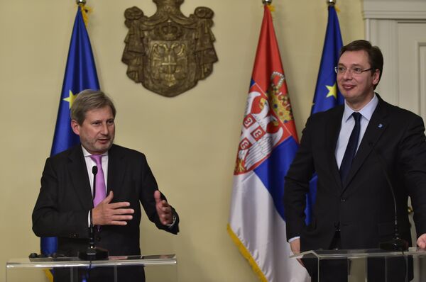 Johanes Han i Aleksandar Vučić Johanes Han i Aleksandar Vučić - Sputnik Srbija
