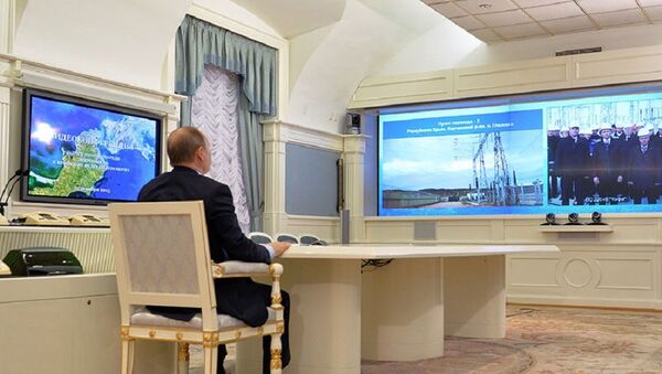 Vladimir Putin-otvaranje druge linije energetskog mosta, Krim - Sputnik Srbija
