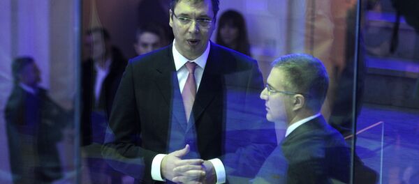 Александар Вучић и Небојша Стефановић на пријему поводом отварања преговарачких поглавља са ЕУ. - Sputnik Србија