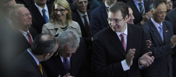 Томислав Николић и Александар Вучић на пријему поводом отварања преговарачких поглавља са ЕУ. - Sputnik Србија