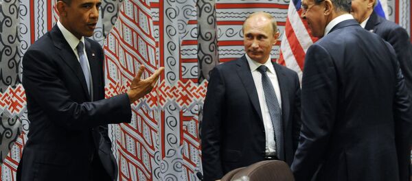 Председник САД Барак Обама, председник Русије Владимир Путин, министар спољних послова Русије Сергеј Лавров и држ.сек. САД Џон Кери - Sputnik Србија