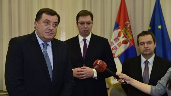 Milorad Dodik, Aleksandar Vučić i Ivica Dačić - Sputnik Srbija