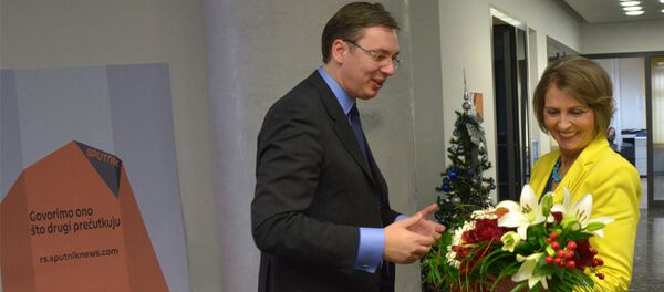 Премијер Србије Александар Вучић и главна уредница Љубинка Милинчић - Sputnik Србија