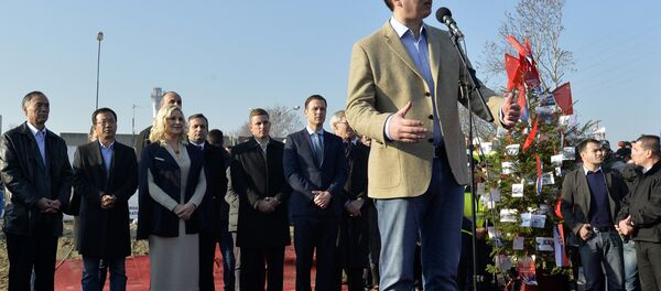 Aleksandar Vučić na otvaranju pristupne saobraćajnice za Pupinov most - Sputnik Srbija