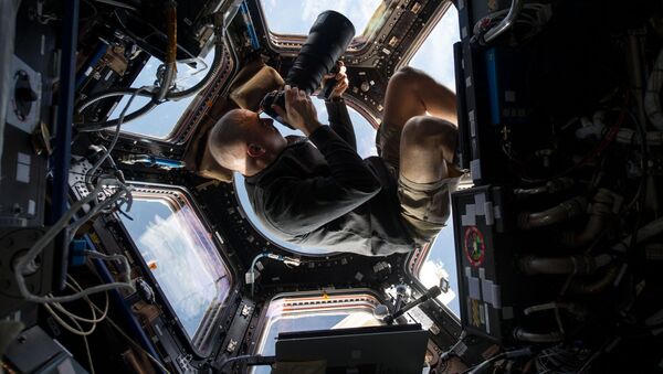 Астронавт NASA Крис Кэссиди во время фотосъемки Земли с борта МКС - Sputnik Србија