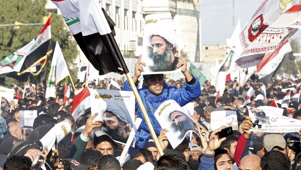 Присталице шиитског покрета у Ираку протестују у Багдаду због убиства свештеника Нимра ел Нимра - Sputnik Србија