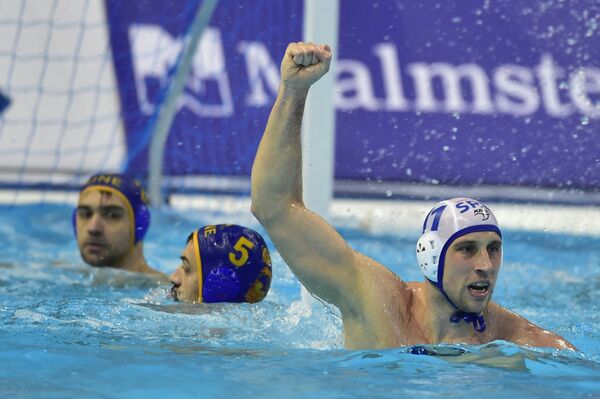 Reprezentativac Srbije Andrija Prlainović slavi pogodak u finalu Evropskog prvenstva - Sputnik Srbija