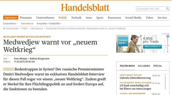 Западним медијима привидело се да је руски премијер Дмитриј Медведев упозорио на могућност новог „светског рата“, а не „још једног“ рата, како је заиста рекао   - Sputnik Србија
