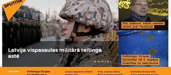 Početna stranica letonskog Sputnjika - Sputnik Srbija