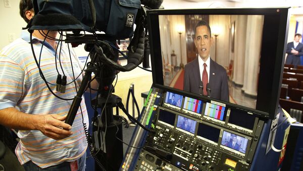 Барак Обама на конференцији за новинаре у Белој кући на којој је саопштио да је убијен Осама бин Ладен. - Sputnik Србија