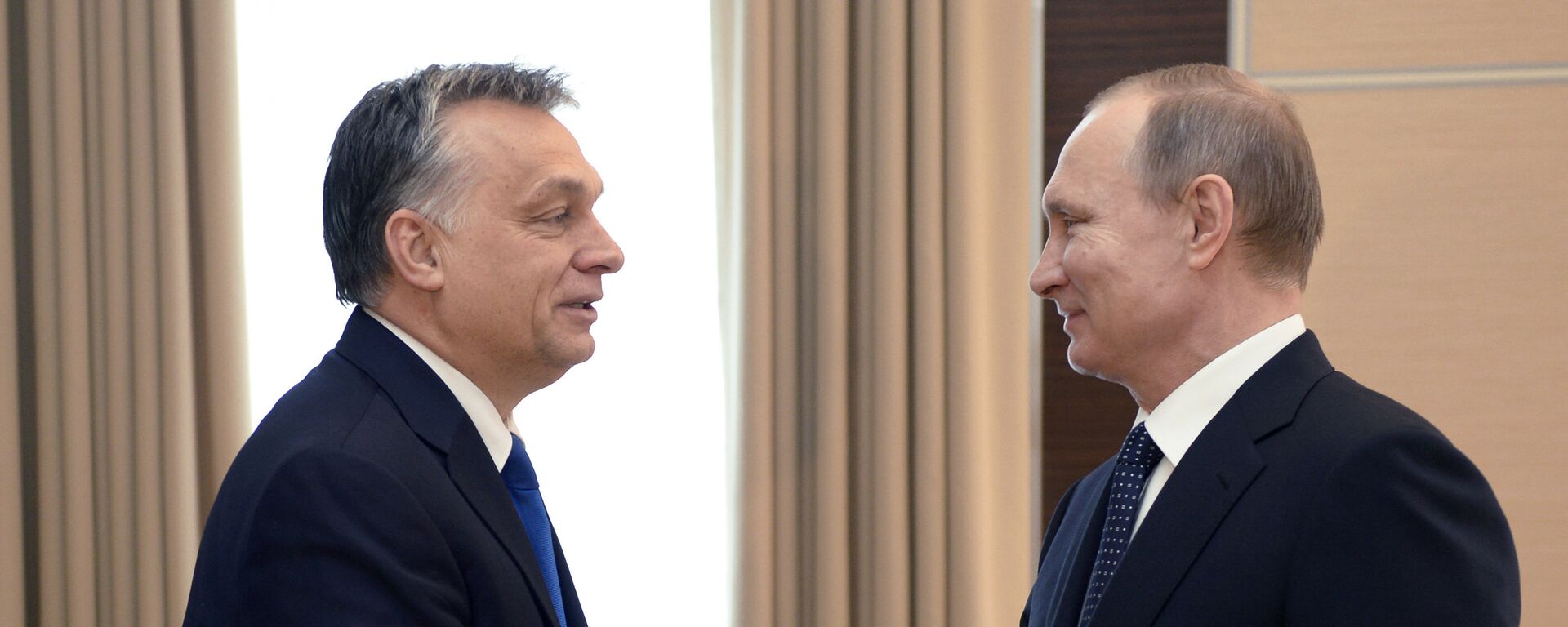 Predsednik Rusije Vladimir Putin i premijer Mađarske Viktor Orban na sastanku u Moskvi - Sputnik Srbija, 1920, 01.02.2022