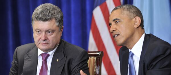 Украјински председник Петро Порошенко и амерички председник Барак Обама Украјински председник Петро Порошенко и амерички председник Барак Обама - Sputnik Србија