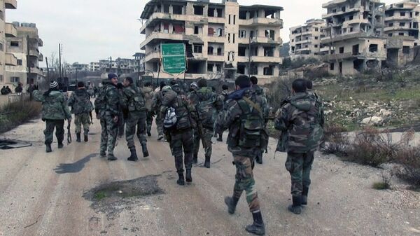 Pripadnici sirijske armije u gradu Salma u provinciji Latakija. - Sputnik Srbija