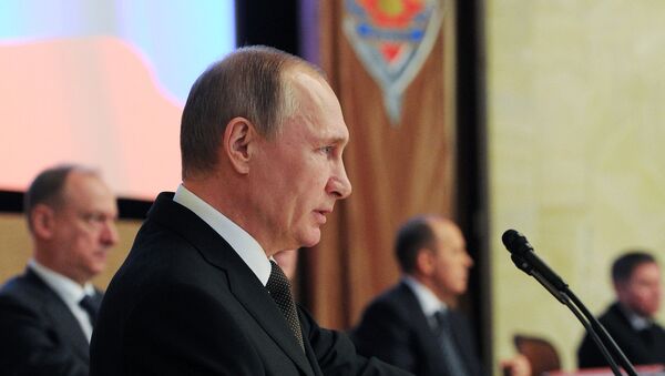 Predsednik Rusije Vladimir Putin na kolegijumu FSB-a - Sputnik Srbija