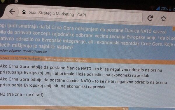 Анкета Ипсоса о НАТО-у у Црној Гори - Sputnik Србија