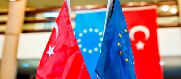 Zastave Turske i Evropske unije Zastave Turske i Evropske unije - Sputnik Srbija