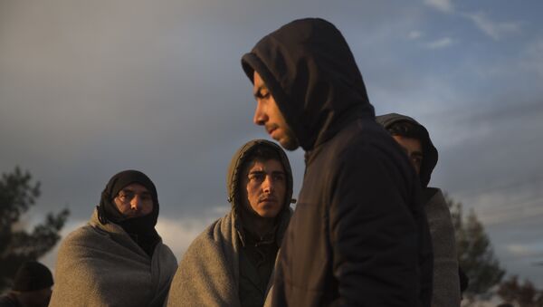 Izbeglice iz Iraka čekaju da ih puste u Makedoniju na grčkom prelazu Idomeni - Sputnik Srbija