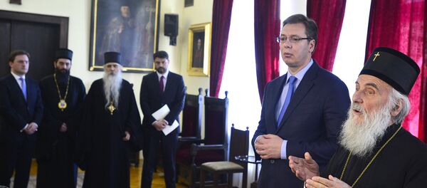 Премијер Александар Вучић и патријарх српски Иринеј Премијер Александар Вучић и патријарх српски Иринеј - Sputnik Србија