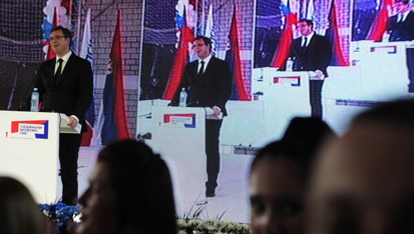 Aleksandar Vučić na predizborno konvenciji SNS u Zvečanu - Sputnik Srbija
