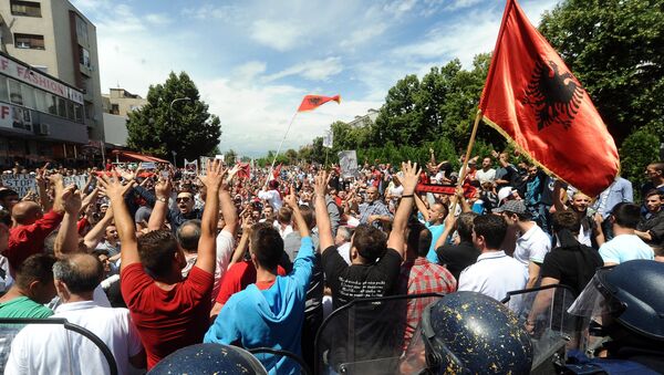 Albanci na protestu u Skoplju , Makedonija 11. juli 2014 - Sputnik Srbija