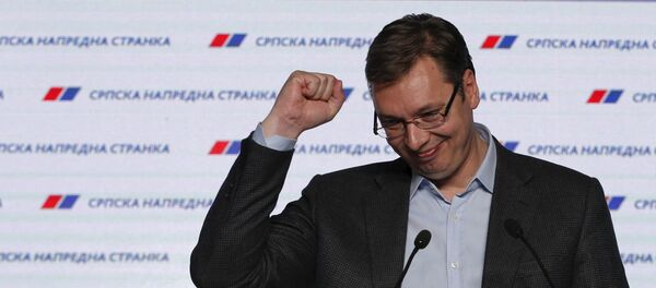 Премијер Србије и лидер Српске напредне странке Александар Вучић даје изјаву за новинаре - Sputnik Србија