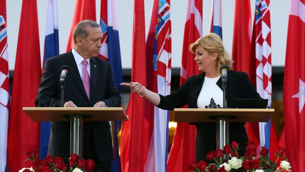 Predsednik Turske Redžep Tajip Erdogan i predsednica Hrvatske Kolinda Grabar Kitarović - Sputnik Srbija