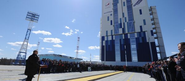 Председник Русије Владимир Путин обраћа се присутнима на лансирању ракете-носача Сојуз 2.1а на космодрому Восточни - Sputnik Србија