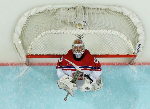 Golman češke hokejaške reprezentacije na utakmici protiv Rusije - Sputnik Srbija