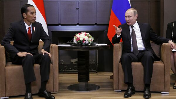 Председник Русије Владимир Путин разговара са председником Индонезије Џоком Видодом у Сочију - Sputnik Србија