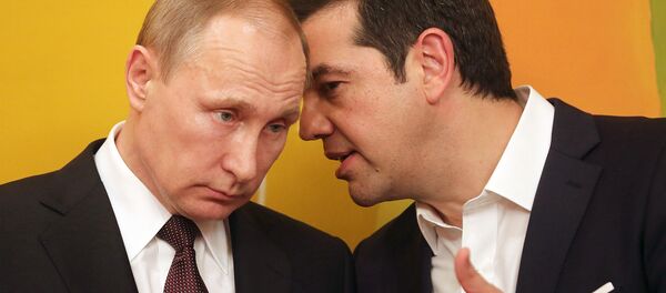 Председник Русије Владимир Путин и премијер Грчке Алексис Ципрас током састанка у Атини. - Sputnik Србија