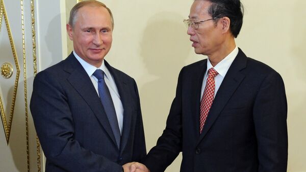 Ruski predsednik Vladimir Putin i vicepremijer Kine Džang Gaoli - Sputnik Srbija