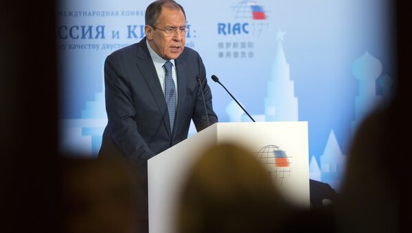 Министар спољних послова Русије Сергеј Лавров говори на конференцији Русија-Кина у Москви - Sputnik Србија