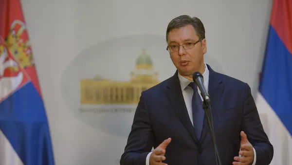 Aleksandar Vučić na konferenciji za novinare - Sputnik Srbija