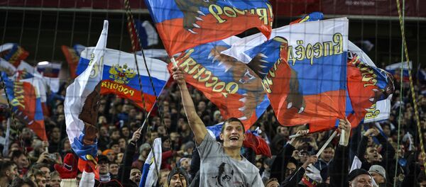 Navijači Rusije na meču Rusija Crna Gora Navijači Rusije na meču Rusija Crna Gora - Sputnik Srbija