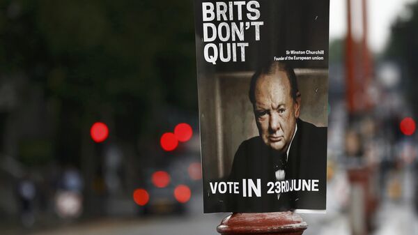 Vinston Čerčil na plakatu koji poziva Britance da glasaju za ostanak u EU. - Sputnik Srbija