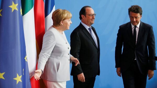 Angela Merkel, Franso Oland i Mateo Renci - Sputnik Srbija