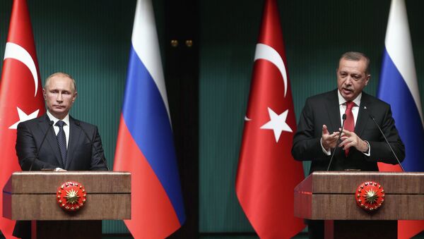 Председник Русије Владимир Путин и његов колега Реџеп Тајип Ердоган - Sputnik Србија
