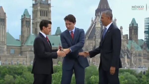 Predsednik SAD Barak Obama, premijer Kanade Džastin Trudo, predsednik Meksika Enrike Penja Neto - Sputnik Srbija