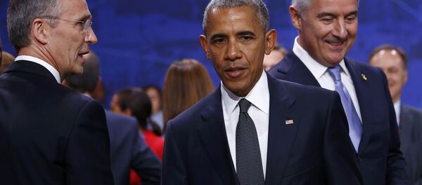 Јенс Столтенберг, Барак Обама и Мило Ђукановић на Самиту НАТО у Варшави. - Sputnik Србија