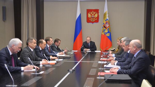 Председник Русије Владимир Путин на седници Савета безбедности Русије - Sputnik Србија