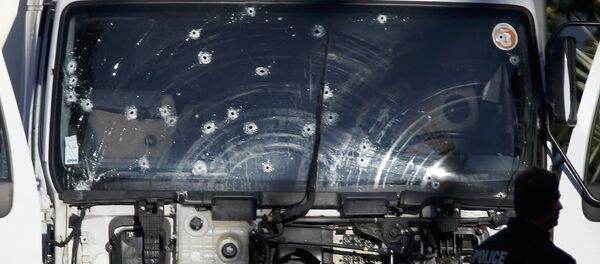 Izrešetan kamion teroriste u Nici Izrešetan kamion teroriste u Nici - Sputnik Srbija