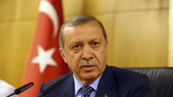 Turski predsednik R.T. Erdogan je obraća tokom pokušaja puča u Istanbulu 16.07.2016. - Sputnik Srbija