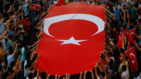 Ердоганове присталице на митингу подршке влади на Тргу Таксим у Истанбулу, 16. јул 2016. - Sputnik Србија