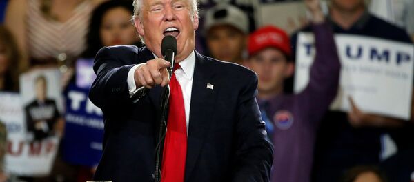 Republican U.S. presidential candidate Donald Trump holds a rally with supporters in Albuquerque, New Mexico, U.S., May 24, 2016 Republican U.S. presidential candidate Donald Trump holds a rally with supporters in Albuquerque, New Mexico, U.S., May 24, 2016 - Sputnik Србија